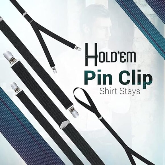 Hold’Em Pin Clip Shirt Stays Hold Shirts in Place Adjustable - Straight - Picture 7 of 7